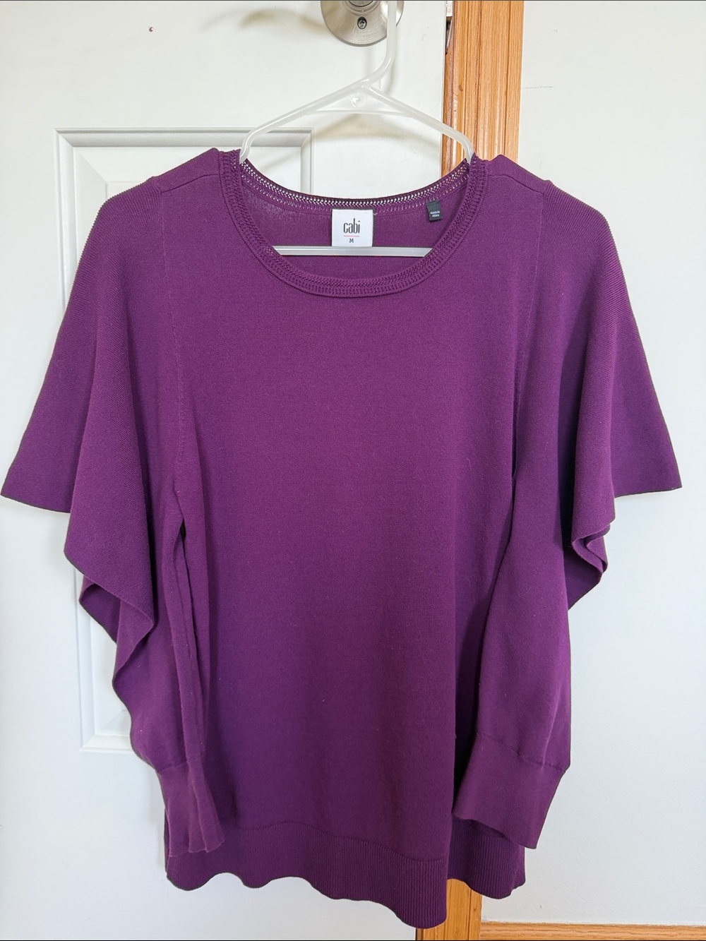CAbi Purple Ruffle Sleeve Top